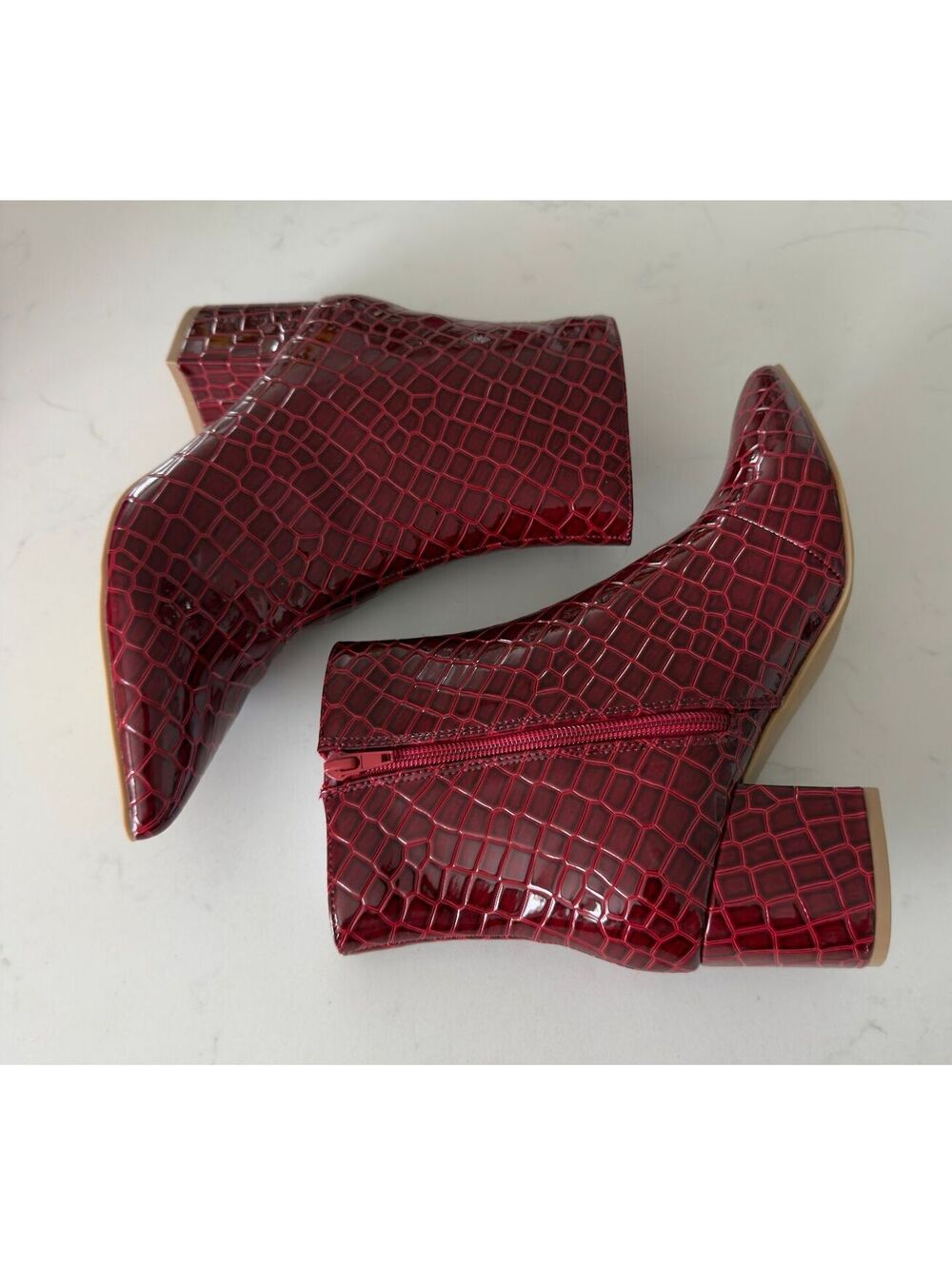 Sugar Women's Nightlife Red Patent Croc Ankle Boots Women Size 7